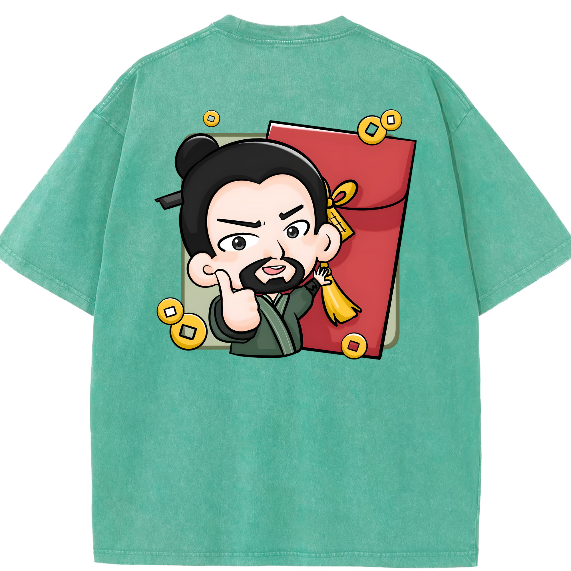 （画像用） Ne Zha 2 ナタ 魔童の大暴れ 綿100% ヴィンテージ風 半袖Tシャツ（背面プリント）